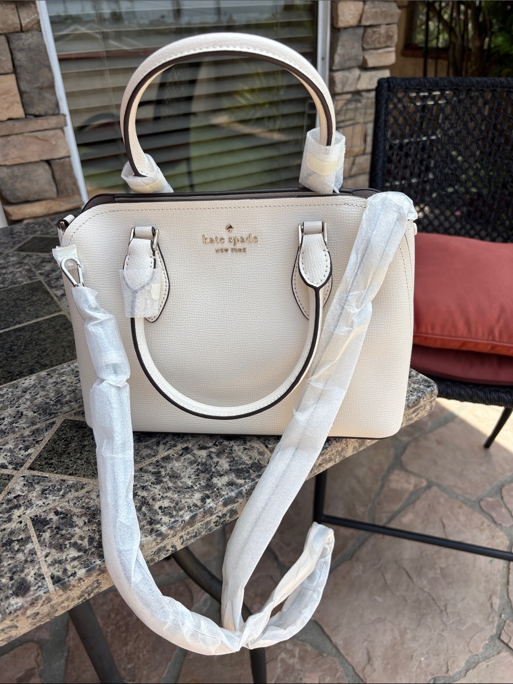 kate spade Darcy Parchment Pebbled Leather Small Satchel NWT